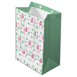 Bolsa De Regalo Mediana Flores tropicales de flor suave patrón de hojas ve