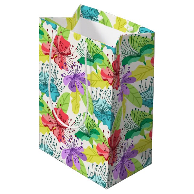Bolsa De Regalo Mediana Flores tropicales sin costura (Angulo reverso)