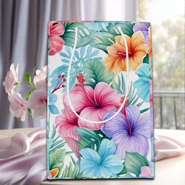 Bolsa De Regalo Mediana Flores y hojas tropicales