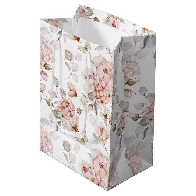 Bolsa De Regalo Mediana Flores y mariposas delgadas (Angulo Anverso)