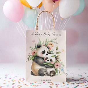 Bolsa De Regalo Mediana Flores y osos de color de agua mate Baby Shower