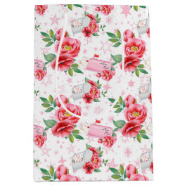 BOLSA DE REGALO MEDIANA FLORES Y VALENTINAS DE ROSA NOTAS DE AMOR