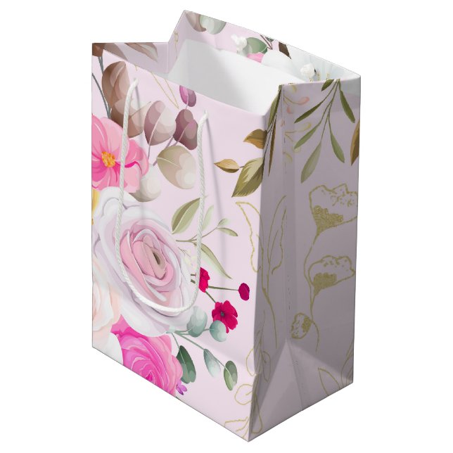 Bolsa De Regalo Mediana florido elegante primavera simple (Angulo Anverso)