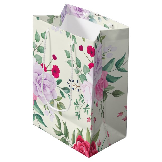 Bolsa De Regalo Mediana florido elegante primavera simple (Angulo Anverso)