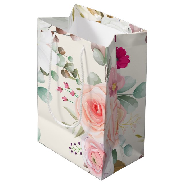 Bolsa De Regalo Mediana florido elegante primavera simple (Angulo Anverso)