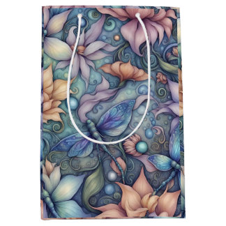 Bolsa De Regalo Mediana FLower Damask Blue Gold