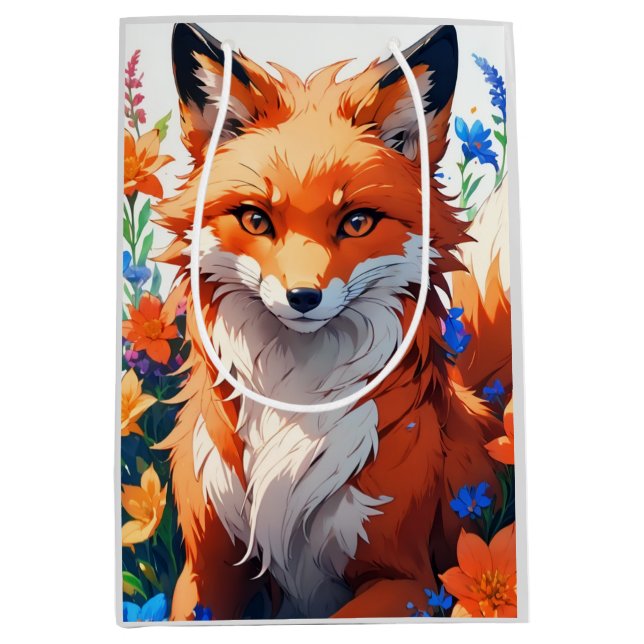 Bolsa De Regalo Mediana Flower Fox (Anverso)
