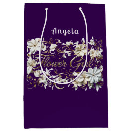 Bolsa De Regalo Mediana Flower Girl White Purple Gold