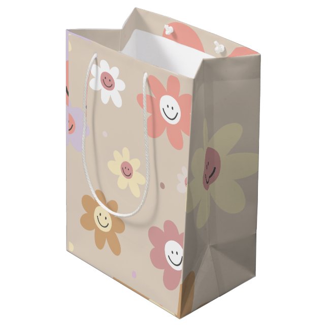 Bolsa De Regalo Mediana Flower Smiley Wrapping Paper (Angulo reverso)