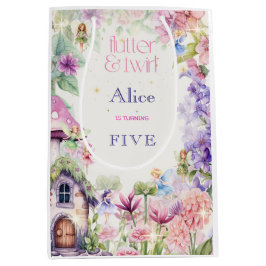 Bolsa De Regalo Mediana Flutter y twirt Fairy garden watercolor cumpleaños