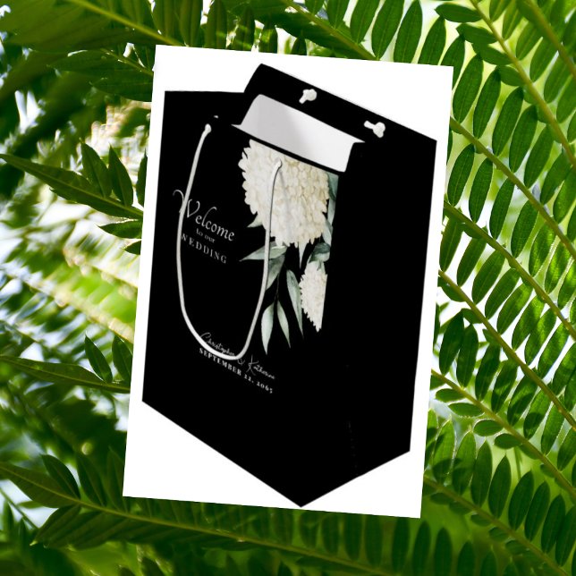 Bolsa De Regalo Mediana Foliage de bienvenida de Boda de hidrangea blanca  (Subido por el creador)