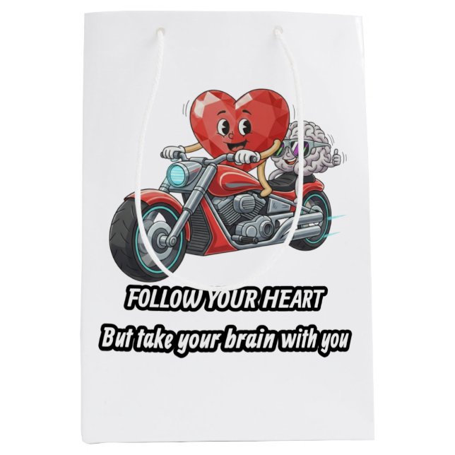 Bolsa De Regalo Mediana Follow your heart take your brain (Anverso)