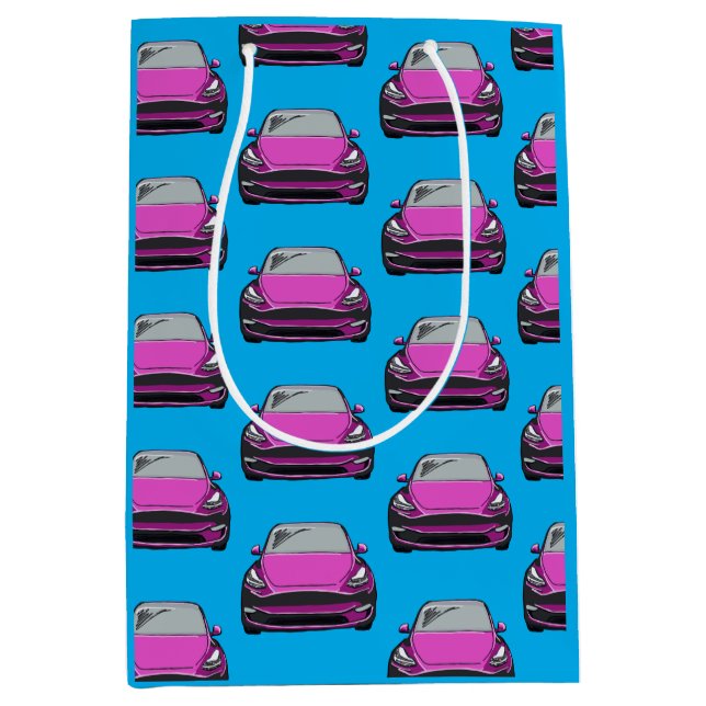 Bolsa De Regalo Mediana Fondo azul del auto SUV del vehículo eléctrico ros (Anverso)