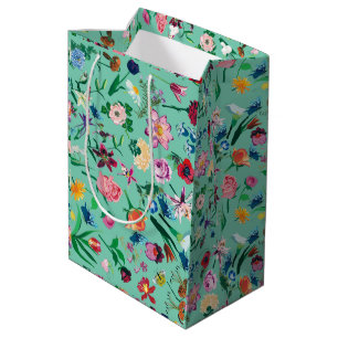 Bolsa De Regalo Mediana Fondo de la Mint de las Flores de Primavera Colori