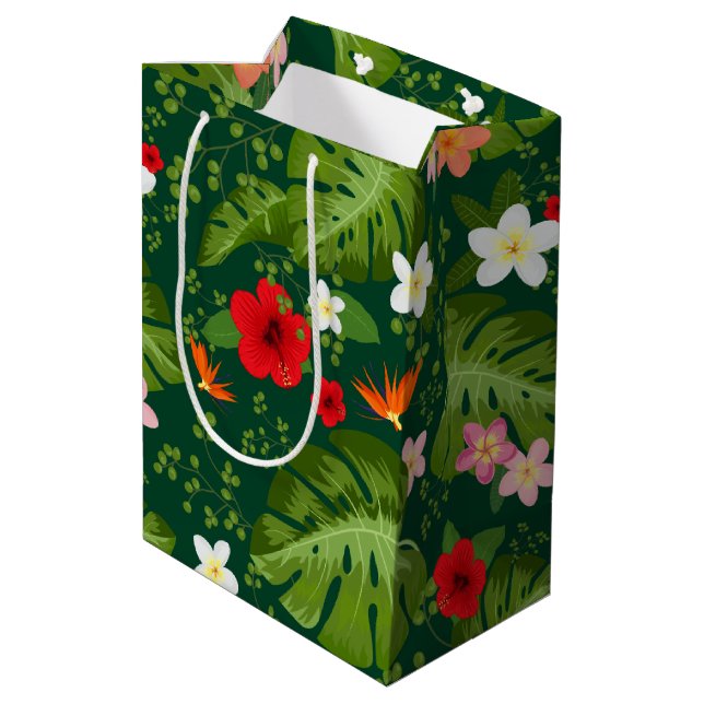 Bolsa De Regalo Mediana Fondo de las flores tropicales 8 (Angulo reverso)