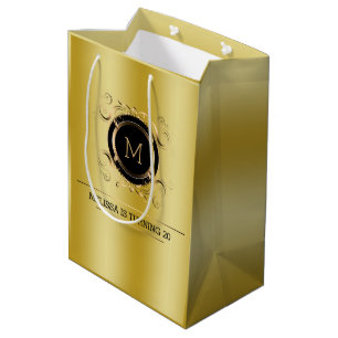 Bolsa De Regalo Mediana Fondo dorado con marco dorado y negro
