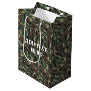 Bolsa De Regalo Mediana Fondo Militar de Camuflaje de Woodland