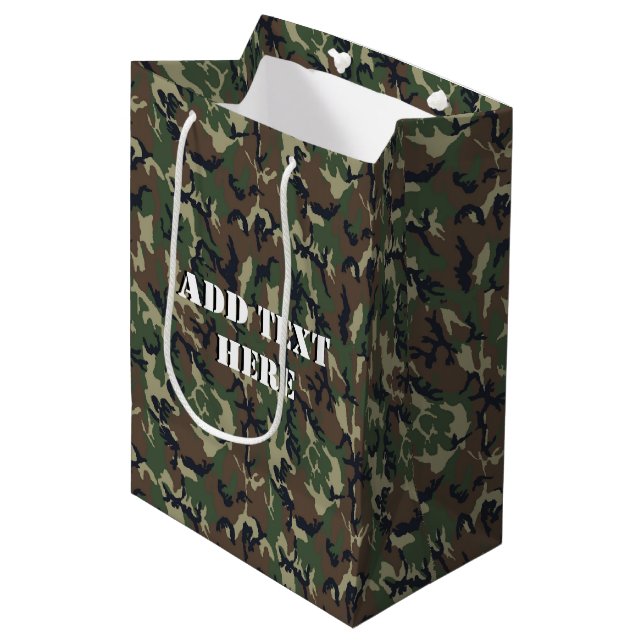 Bolsa De Regalo Mediana Fondo Militar de Camuflaje de Woodland (Angulo Anverso)