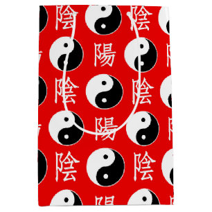 Bolsa De Regalo Mediana Fondo rojo patrón chino Yinyang