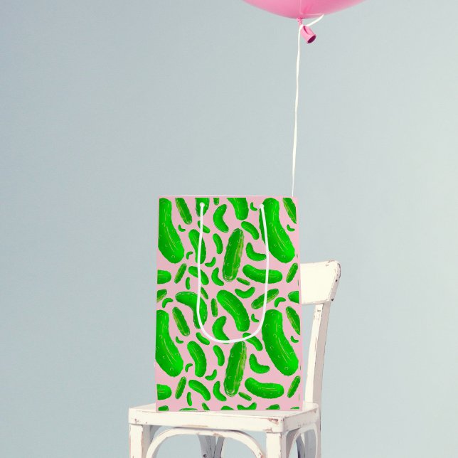 Bolsa De Regalo Mediana Fondo rosa de las aves verdes (Subido por el creador)