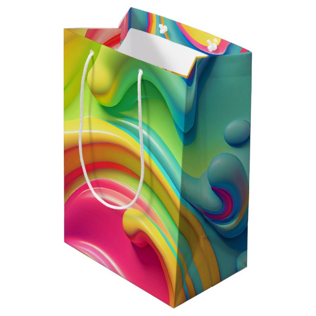Bolsa De Regalo Mediana Formas de fluidos arcoiris plásticos (Angulo reverso)