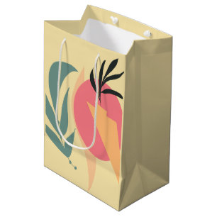 Bolsa De Regalo Mediana Formas de ilustración de planta abstracta rosa ama