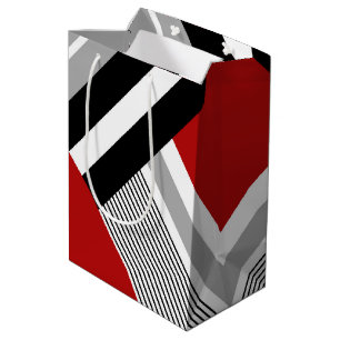 Bolsa De Regalo Mediana Formas geométricas de rojo, gris, blanco y negro