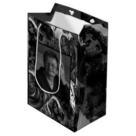Bolsa De Regalo Mediana Foto Católica Cristiana de Collage en Blanco y Neg