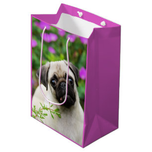 Bolsa De Regalo Mediana Foto color de gamuza linda del retrato del perro
