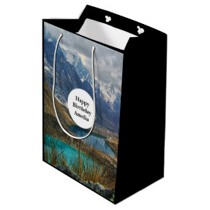 Bolsa De Regalo Mediana Foto cumpleaños de las montañas alpinas