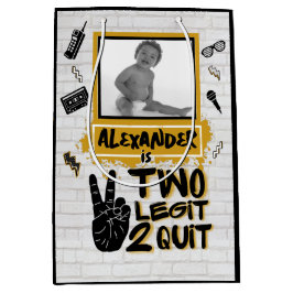 Bolsa De Regalo Mediana Foto de 2º cumpleaños del Hip Hop de 2 Legit Retro