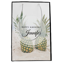 Bolsa De Regalo Mediana Foto de 2 piñas en un cumpleaños de playa