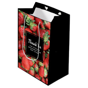Bolsa De Regalo Mediana Foto de Fresas Rojas Jugosas Agradecimiento Empres