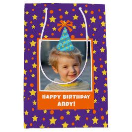 Bolsa De Regalo Mediana Foto de niño personalizada Feliz cumpleaños con Go