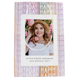 Bolsa De Regalo Mediana Foto de personalizado Feliz Cumpleaños Personaliza