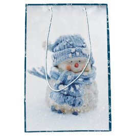 Bolsa De Regalo Mediana Foto de un muñeco de nieve en invierno - Navidades