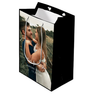 Bolsa De Regalo Mediana Foto del día de la boda personalizada