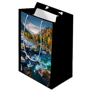 Bolsa De Regalo Mediana Foto panorámica del río y las montañas