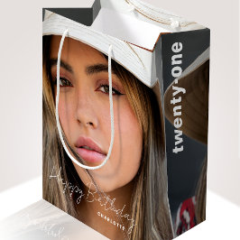 Bolsa De Regalo Mediana Foto personalizada de moda de cumpleaños 21