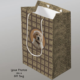 Bolsa De Regalo Mediana Foto personalizado Marrón y amantes de los perros 