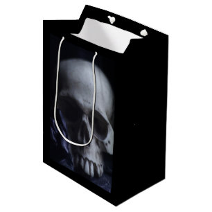 Bolsa De Regalo Mediana Fotografía blanca negra severa del cráneo humano