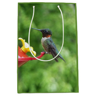 Bolsa De Regalo Mediana Fotografía de pájaro húmedo con trompetas de rubí
