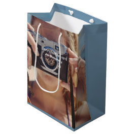 Bolsa De Regalo Mediana fotógrafo fotográfico azul personalizado