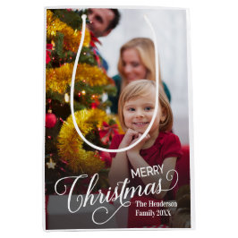 Bolsa De Regalo Mediana Fotos de Personalizado simple de Feliz Navidad