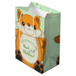 Bolsa De Regalo Mediana Fox Baby Shower Green