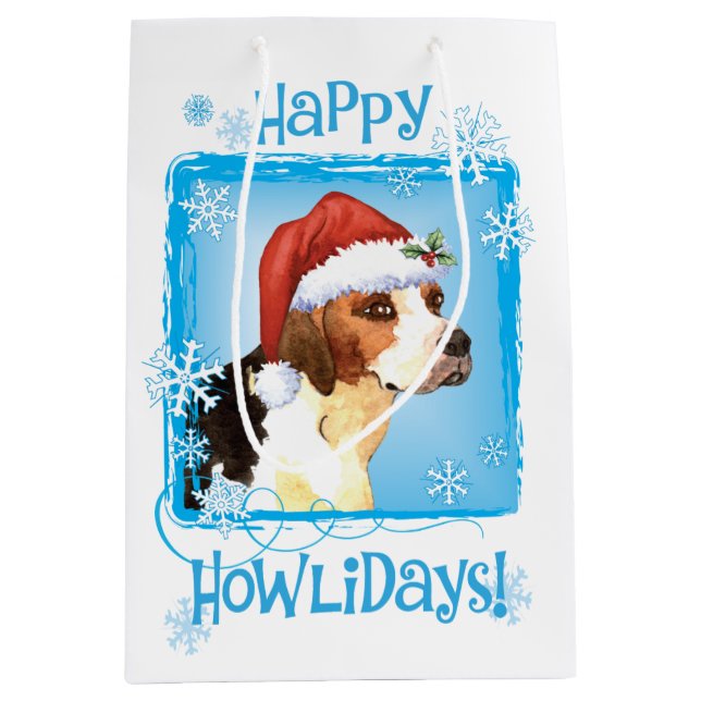 Bolsa De Regalo Mediana Foxhound inglés de Happy Howlidays (Anverso)