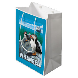Bolsa De Regalo Mediana Frailecillos y barco de cruceros - Wrangell,
