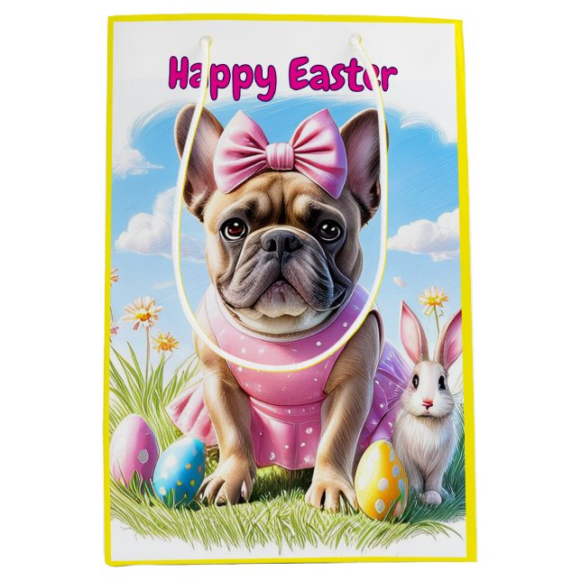 Bolsa De Regalo Mediana Französische Bulldogge Frohe Ostern French Bulldog (Anverso)