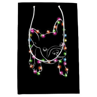 Bolsa De Regalo Mediana French Bulldog Christmas Light