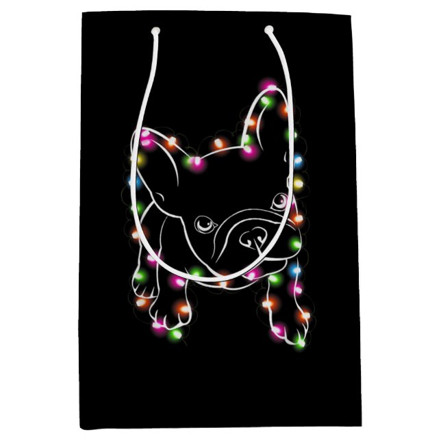 Bolsa De Regalo Mediana French Bulldog Christmas Light (Anverso)